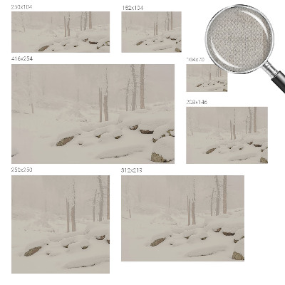 3D fototapetas su sniegu papuoštu miško motyvu