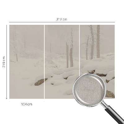 3D fototapetas su sniegu papuoštu miško motyvu