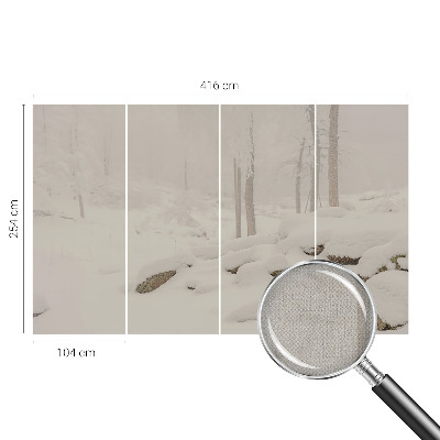 3D fototapetas su sniegu papuoštu miško motyvu