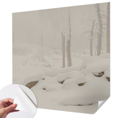 3D fototapetas su sniegu papuoštu miško motyvu