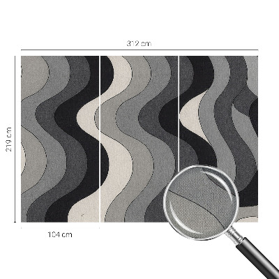3D fototapetas su pilkomis bangomis