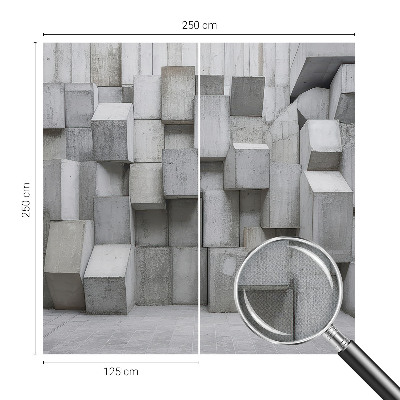 Tapetai su betono blokelių raštu