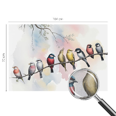 3D fototapetas sienoms su paukščiais ant žalio fono