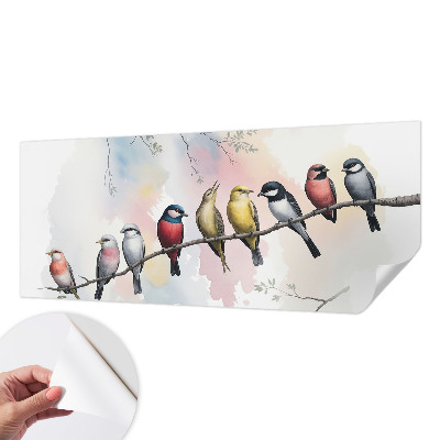 3D fototapetas sienoms su paukščiais ant žalio fono