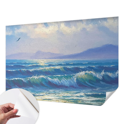 3D fototapetas su jūros bangų motyvu