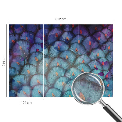 3D fototapetas sienoms su spalvingu plunksnos raštu