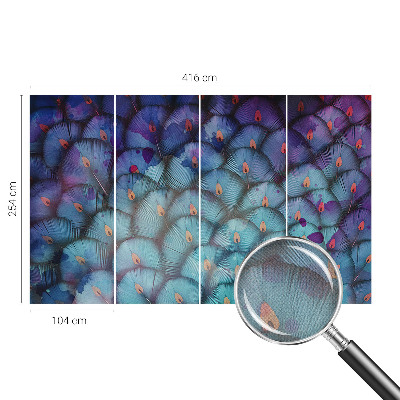 3D fototapetas sienoms su spalvingu plunksnos raštu