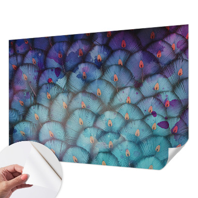 3D fototapetas sienoms su spalvingu plunksnos raštu