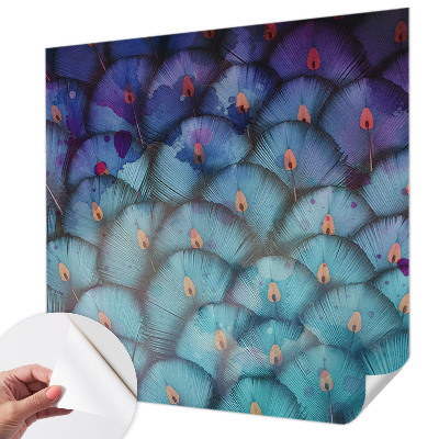 3D fototapetas sienoms su spalvingu plunksnos raštu
