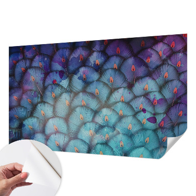 3D fototapetas sienoms su spalvingu plunksnos raštu