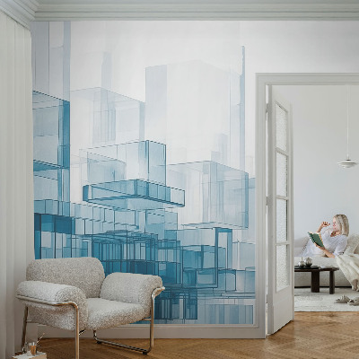 3D fototapetas su geometriniu kubų motyvu