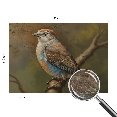 3D fototapetas su paukščių portretu