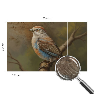 3D fototapetas su paukščių portretu