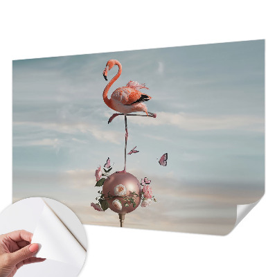 3D fototapetas sienoms su elegantišku flamingu
