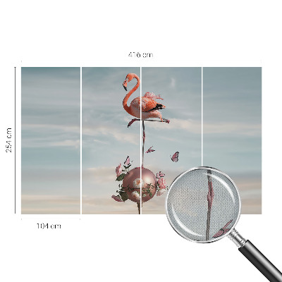 3D fototapetas sienoms su elegantišku flamingu