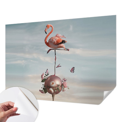 3D fototapetas sienoms su elegantišku flamingu