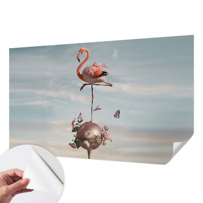 3D fototapetas sienoms su elegantišku flamingu