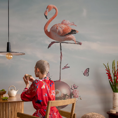 3D fototapetas sienoms su elegantišku flamingu