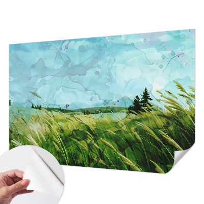 3D fototapetas sienoms su žalio kraštovaizdžio motyvu