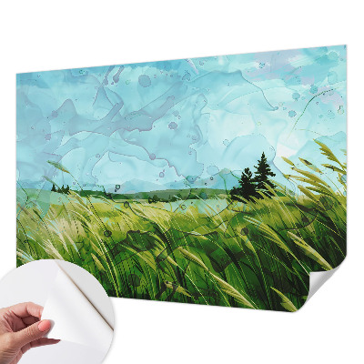 3D fototapetas sienoms su žalio kraštovaizdžio motyvu