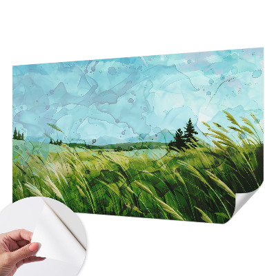 3D fototapetas sienoms su žalio kraštovaizdžio motyvu