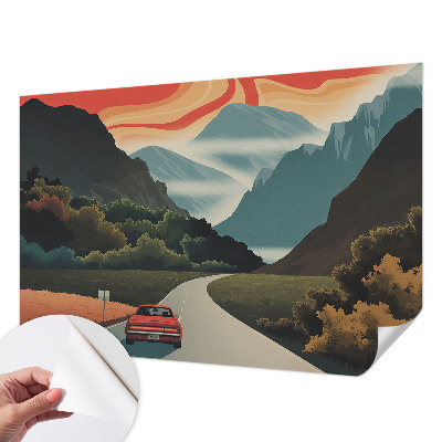 3D fototapetas su miško ir kalnų motyvu, pavadinimu „Bjergeventyras“