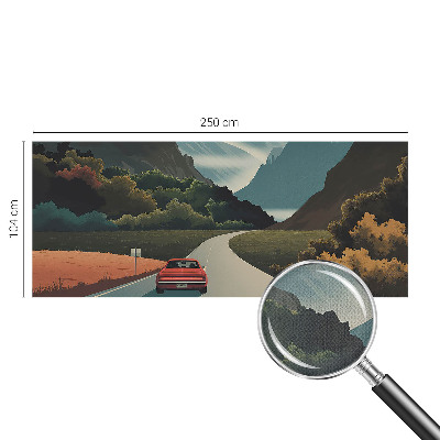 3D fototapetas su miško ir kalnų motyvu, pavadinimu „Bjergeventyras“