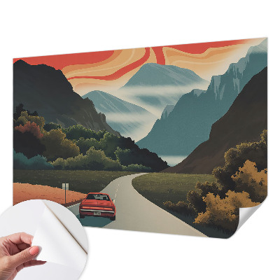 3D fototapetas su miško ir kalnų motyvu, pavadinimu „Bjergeventyras“
