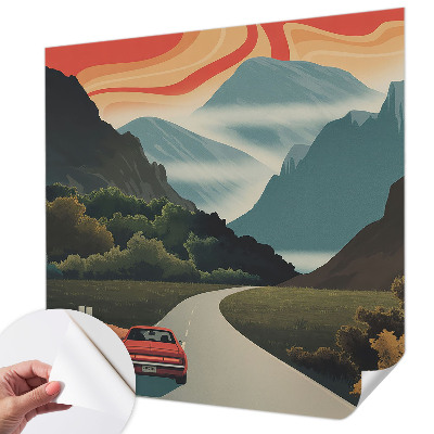 3D fototapetas su miško ir kalnų motyvu, pavadinimu „Bjergeventyras“