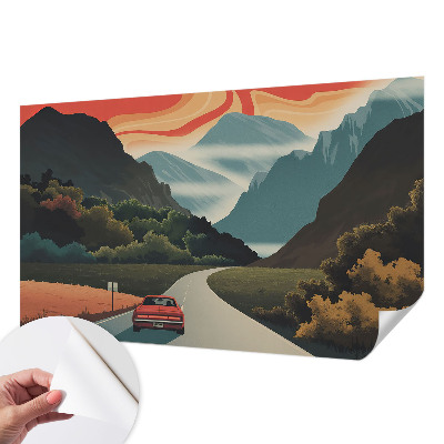 3D fototapetas su miško ir kalnų motyvu, pavadinimu „Bjergeventyras“