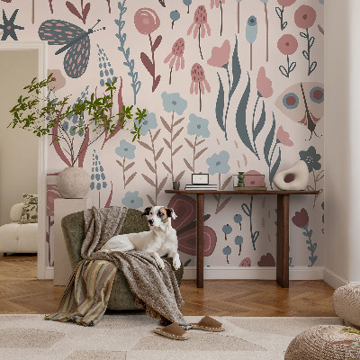 3D fototapetas sienoms su Blomsterio vabzdžių motyvu