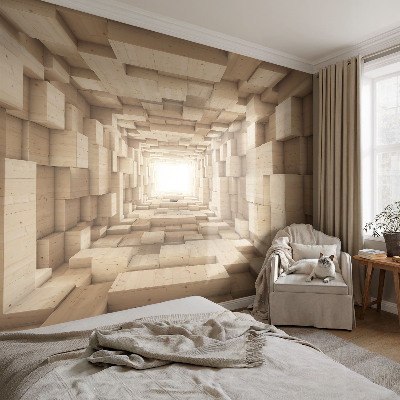 3D fototapetas su mediniu tuneliu