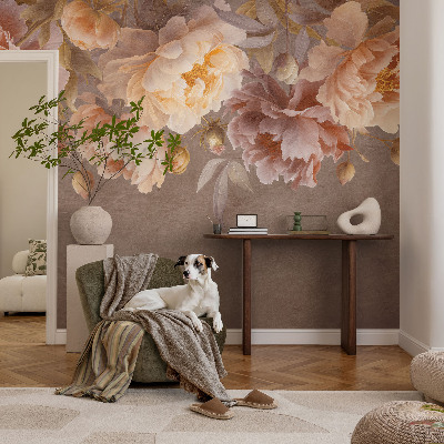3D fototapetas sienoms su gėlėmis, suteikiantis elegantišką išvaizdą