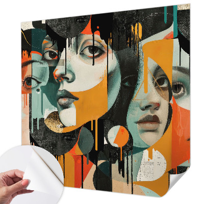 3D fototapetas sienoms su spalvingais veidais