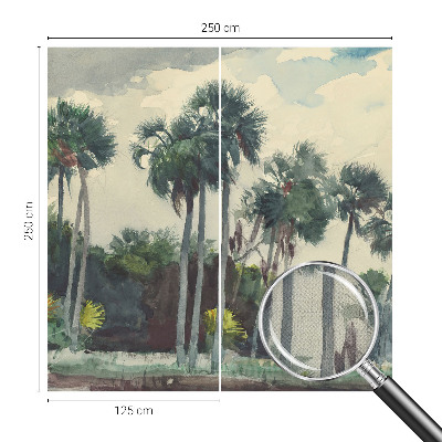 3D fototapetas su egzotine palmės motyvo dekoracija