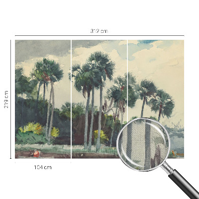 3D fototapetas su egzotine palmės motyvo dekoracija