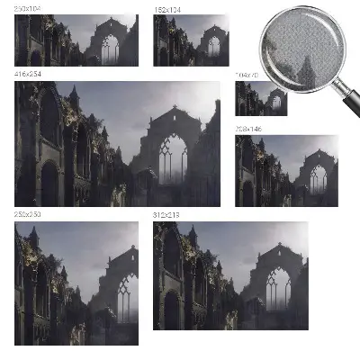 3D fototapetas sienoms su gotiškų griuvėsių motyvu