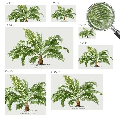 3D fototapetas su blizgančiu palmės raštu