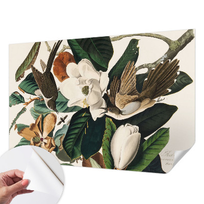 Fototapetai su magnolijos ir paukščio motyvu