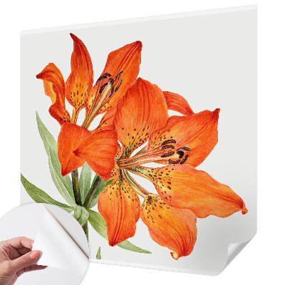 3D fototapetas sienoms su oranžinėmis lelijomis