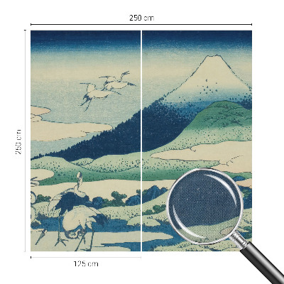 3D fototapetas sienoms su kranais ir kalnų motyvu