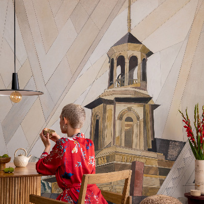 Fototapetas vaiko kambariui su architektūriniu bokšto motyvu
