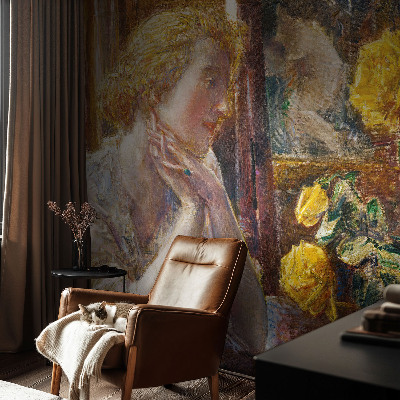 Fototapetas vaiko kambariui Moteris su rožėmis