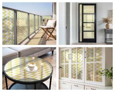 Pieninė plėvelė langams su raštu Geltoni zigzagai