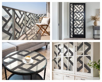 Matinė klijuojama plėvelė langams Susipynę stačiakampiai