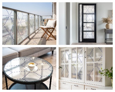 Matinė plėvelė langams su vitražo efektu Violetiniai rombai