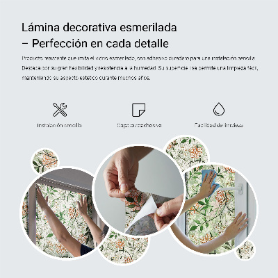 Pieninė plėvelė langams su raštu Gėlių ornamentai