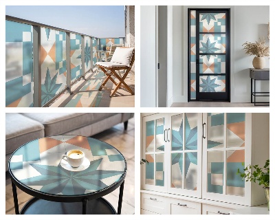 Matinė plėvelė langams su vitražo efektu Mėlynos žvaigždės