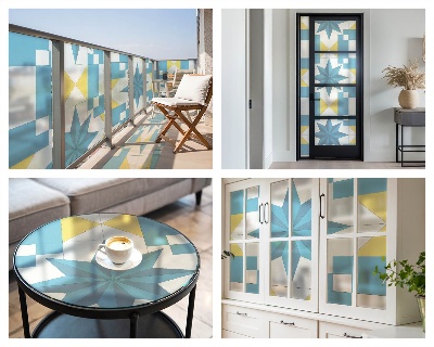 Pieninė plėvelė langams su raštu Mėlynos žvaigždės