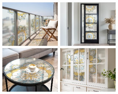 Plėvelė langams privatumui vitražas Spalvingos mandalos